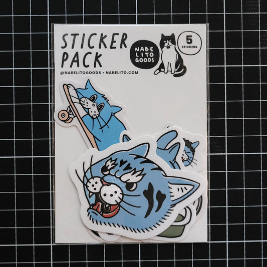 Playful Blue Cat Sticker Collection